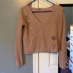 Charlotte Russe distressed crop sweater